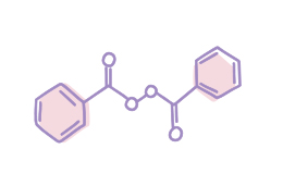 An illustration of a molecular structure that represents benzoyl peroxide