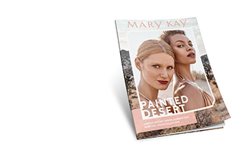 Cover of the Mary Kay e-catalog shows two models wearing makeup looks inspired by the Painted Desert trend.